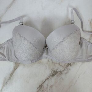NWT Mamia Grey Lace Super Push Up Underwire Bra, Sz 40C
